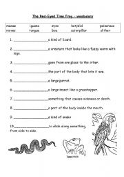 English worksheet: the red-eyed tree frog