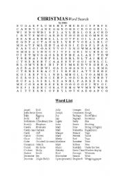 English Worksheet: Chrismas Wordsearch