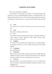 English Worksheet: Use of mime to express your feelings