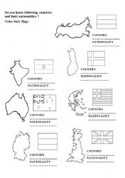 English Worksheet: countries