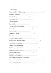 English worksheet: tag questions worksheet