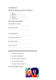 English Worksheet: WORKSHEET N1