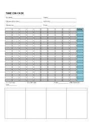 English worksheet: Time On Task Data Collection Form