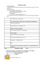 English worksheet: Phoning the college