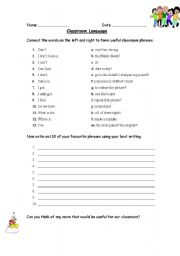 English Worksheet: Classroom Language