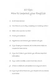English Worksheet: How to improve your English