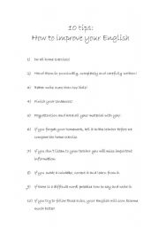 English worksheet: How to improve your English