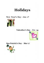 English worksheet: Holidays