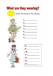 English Worksheet: Labelling the clothes