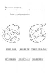 English Worksheet: school objects