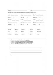 English Worksheet: Contractions and kinds of sentences