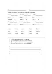 English worksheet: Contractions and kinds of sentences