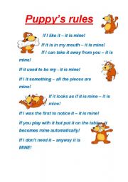 English Worksheet: Funny Puppys Rules