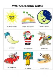 English Worksheet: PREPOSITIONS GAME