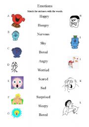 English Worksheet: Emotions matching worksheet