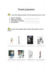 English Worksheet:  present progressive