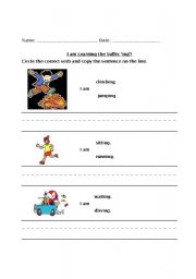 English Worksheet: Suffix ing