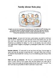English Worksheet: Family dinner role play