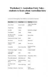 English worksheet: FAIRYTALES