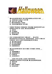 English Worksheet: Halloween