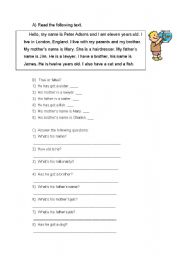 English Worksheet: reading