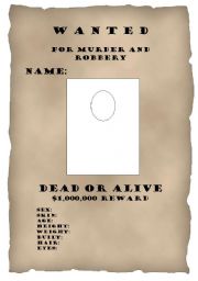 English Worksheet: Wanted posters