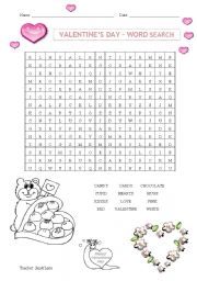 English Worksheet: Valentines day worsearch