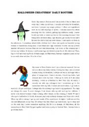 English Worksheet: Halloween creatures daily routine