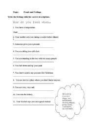 English worksheet: Feelings