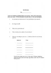 English Worksheet: My Bedroom