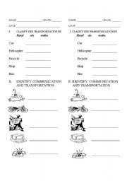 English worksheet: Transportation and Communication