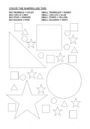 English worksheet: BIG AND SMALL SHAPES