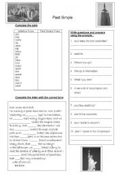 English Worksheet: past simple and New York city