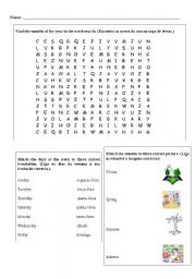 English Worksheet: Months, Days, Seasons