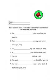 English worksheet: Correctly using is and are