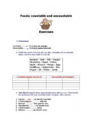 English worksheet: Countable and Uncountable Foods