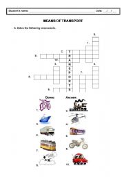 English worksheet: Means of Transport