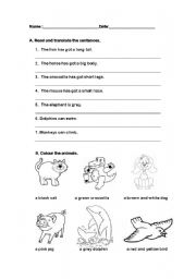 English worksheet: Describing animals