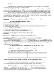 English worksheet: a reading