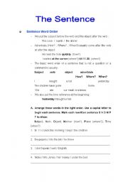 English worksheet: The Sentence