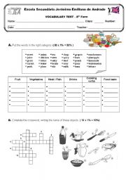 English Worksheet: Food Vocabulary test