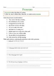 English Worksheet: Pronouns