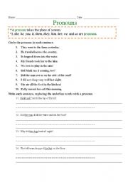 English worksheet: Pronouns