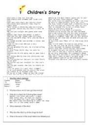 English worksheet: children´s story