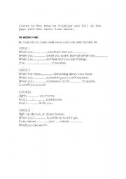 English Worksheet: Fix you - Coldplay