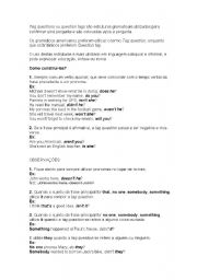 English Worksheet: tag questions