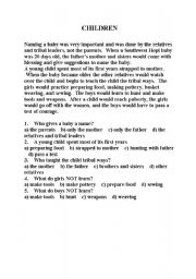 English worksheet: reading comprehension 