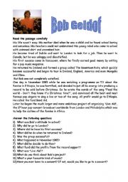 English Worksheet: Bob Geldof