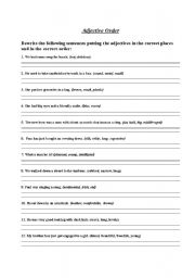 English Worksheet: Adjective Order