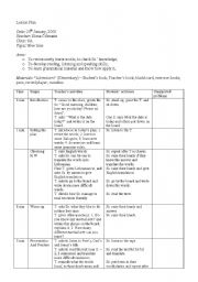 English Worksheet: Lesson plan 9